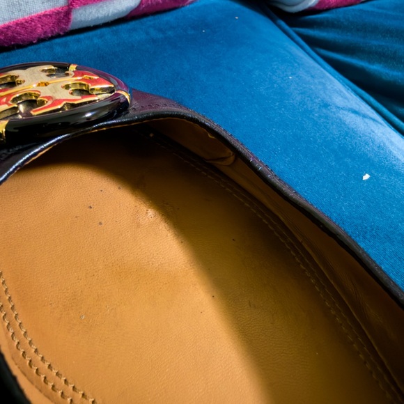 Tory Burch Gold Multi Logo Ballet Flat - Perfect Black - Size 11 - Picture 8 of 9